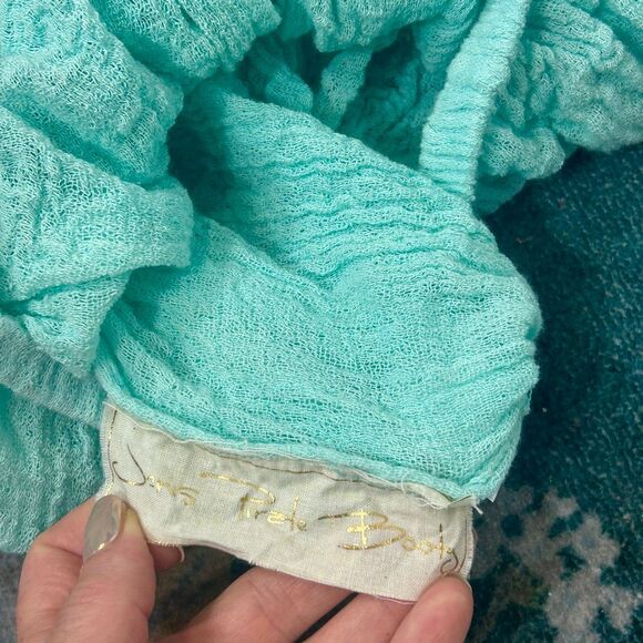 Jen's Pirate Booty Top Womens One Size teal Gauze Ruffle Lace Crop Off Shoulder - Picture 4 of 11